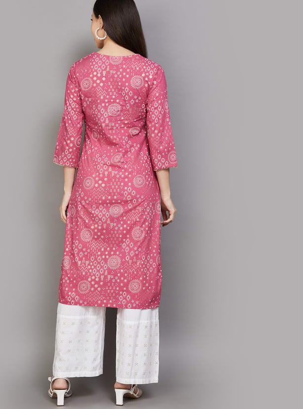 BIBA Bandhani Print Straight Kurta