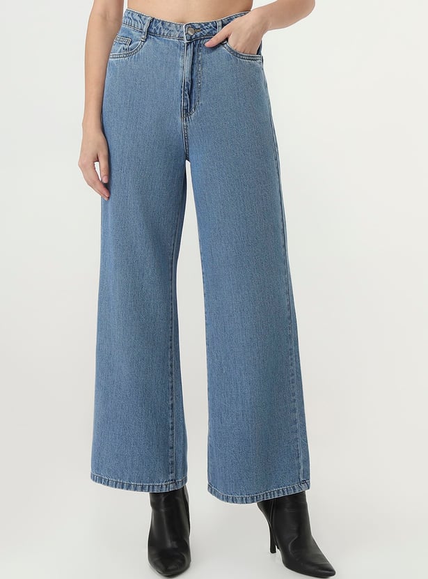 KRAUS Medium Wash Wide Leg High-Rise Jeans