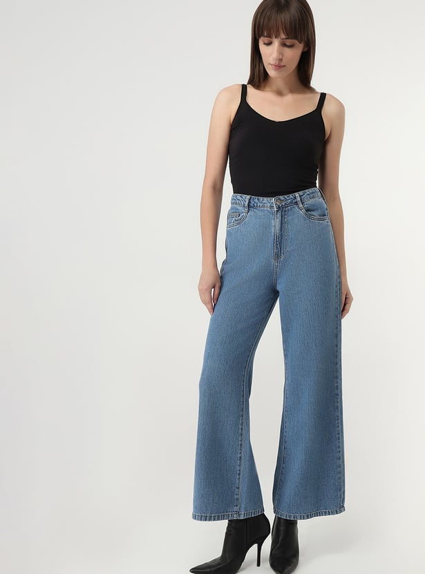 KRAUS Medium Wash Wide Leg High-Rise Jeans