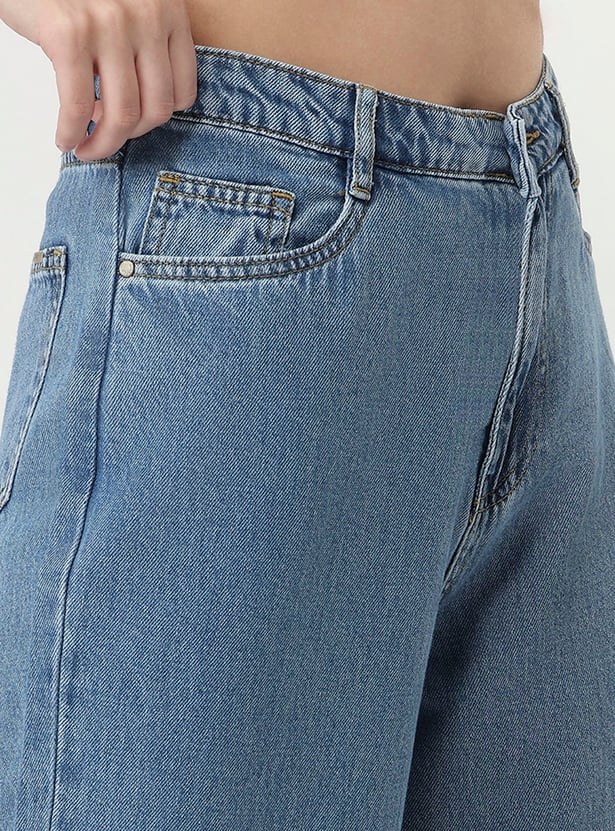KRAUS Medium Wash Wide Leg High-Rise Jeans