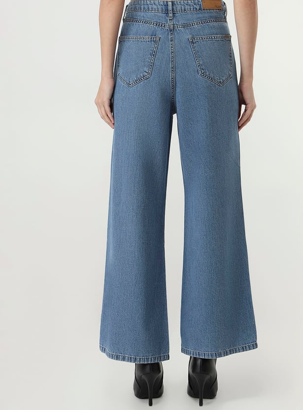 KRAUS Medium Wash Wide Leg High-Rise Jeans