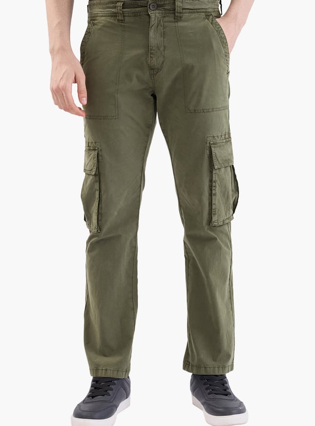SPYKAR Solid Regular Fit Cargos