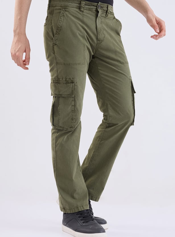 SPYKAR Solid Regular Fit Cargos