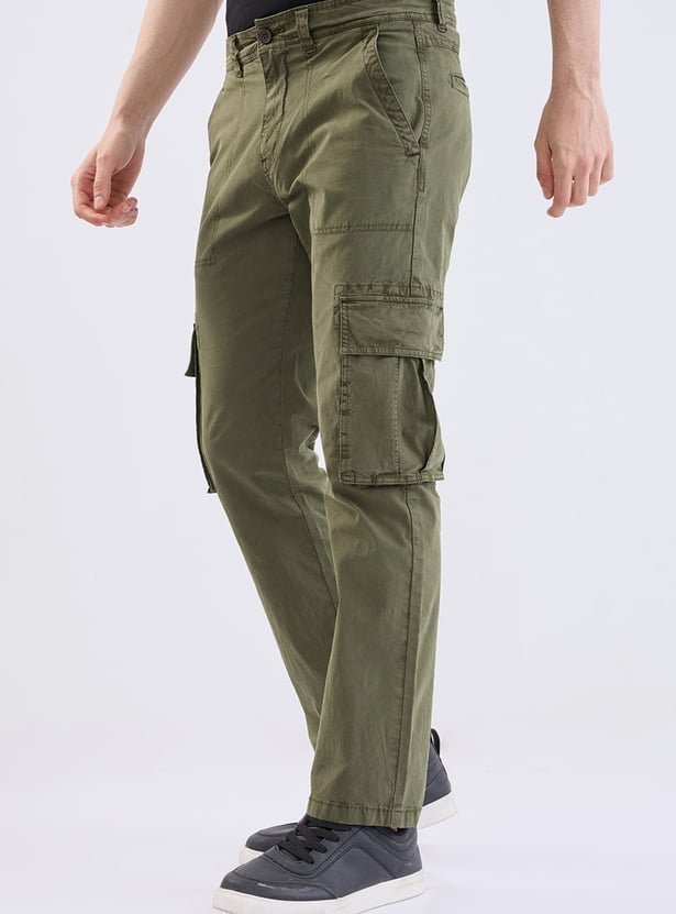 SPYKAR Solid Regular Fit Cargos