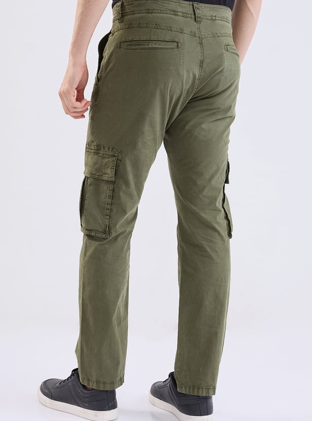 SPYKAR Solid Regular Fit Cargos