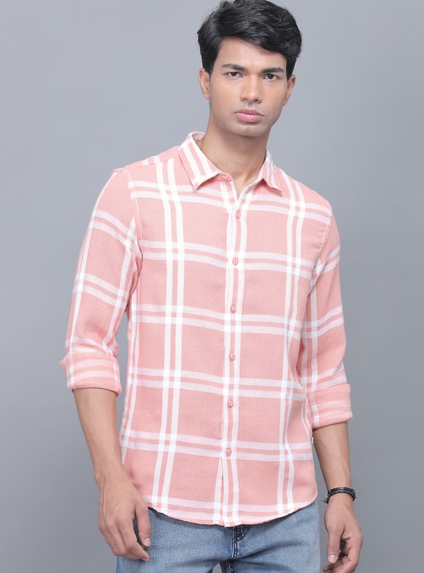 SPYKAR Checked Knit Slim Fit Shirt