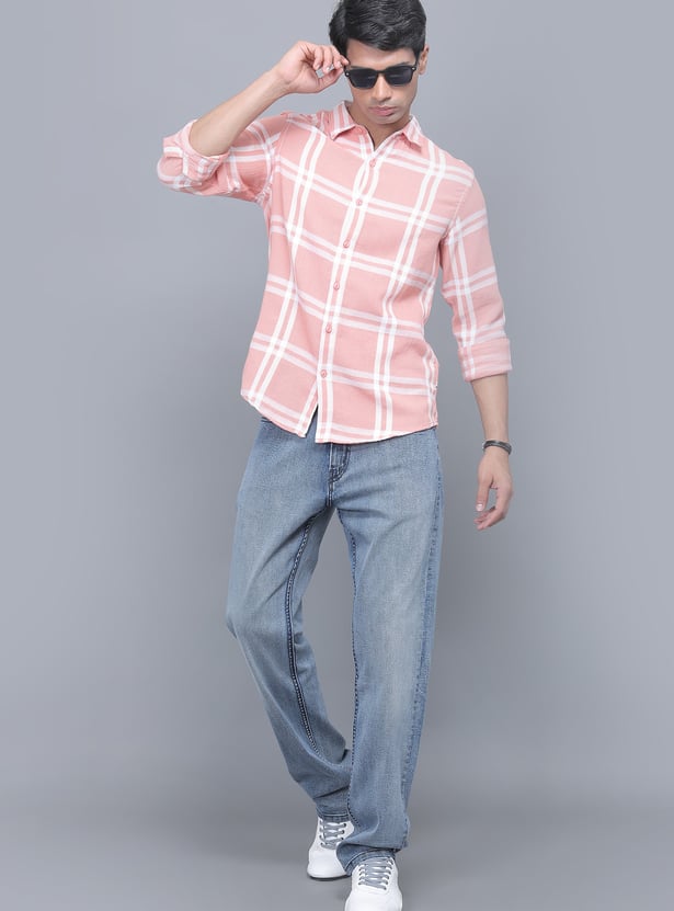 SPYKAR Checked Knit Slim Fit Shirt