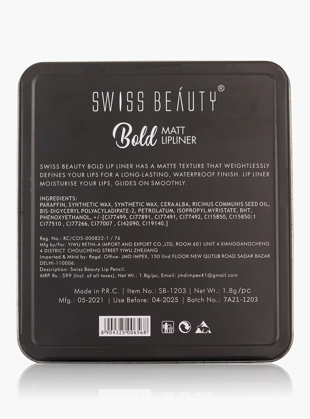 SWISS BEAUTY Bold Matt Lip Liner Set - Pack of 12 - 1.6g each