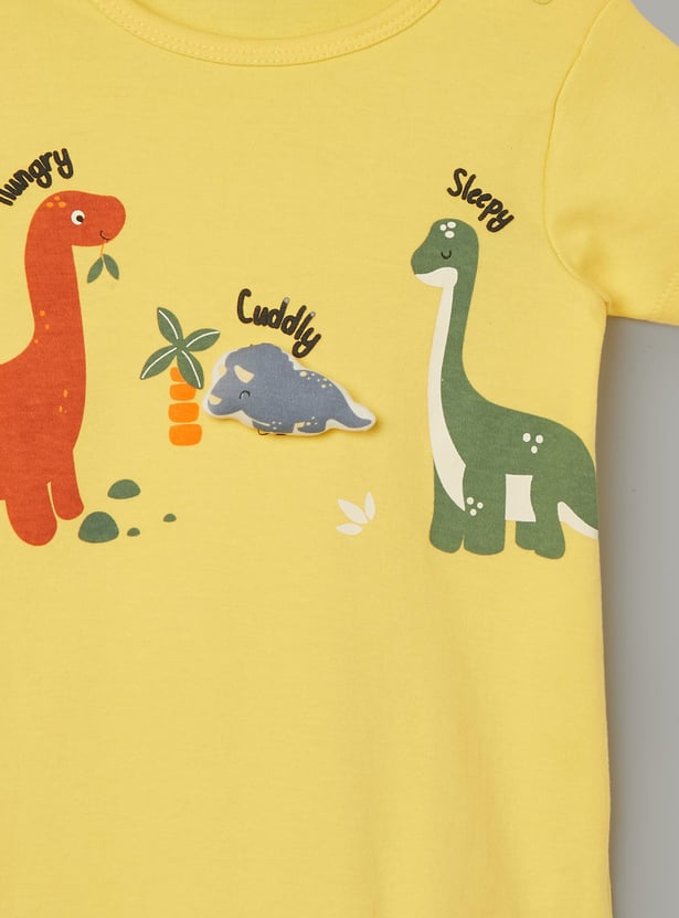 JUNIOR BABY Boys Printed Romper - Pack of 3