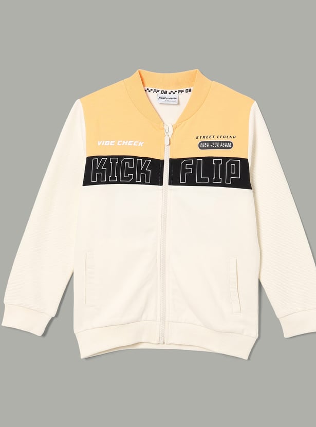 FAME FOREVER Boys Colourblock Zip-Up Sweatshirt