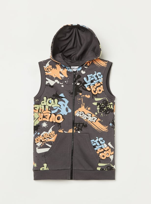 FAME FOREVER Grafitti Print Zipper Sweatshirt