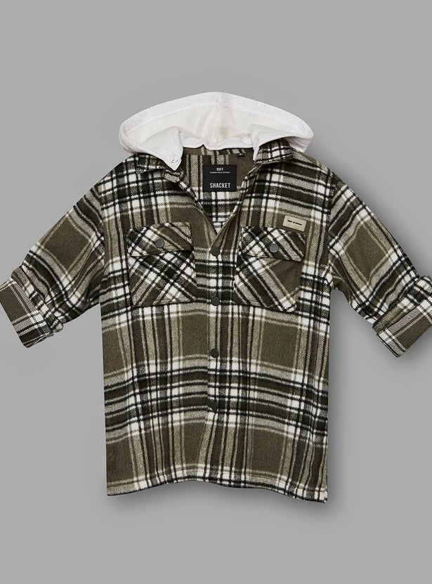 RUFF KIDS Boys Checked Hooded Shacket