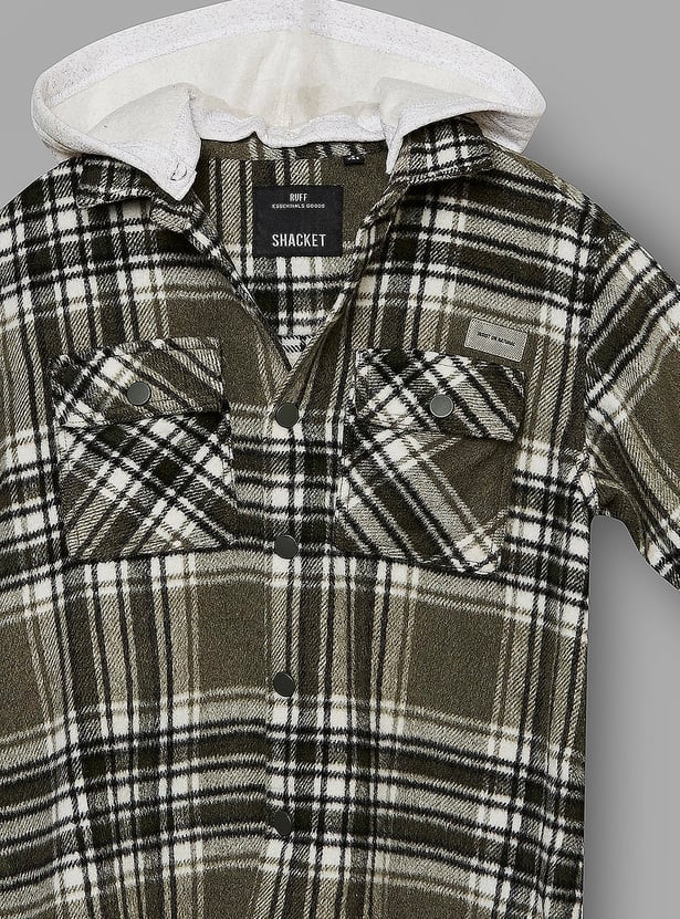 RUFF KIDS Boys Checked Hooded Shacket
