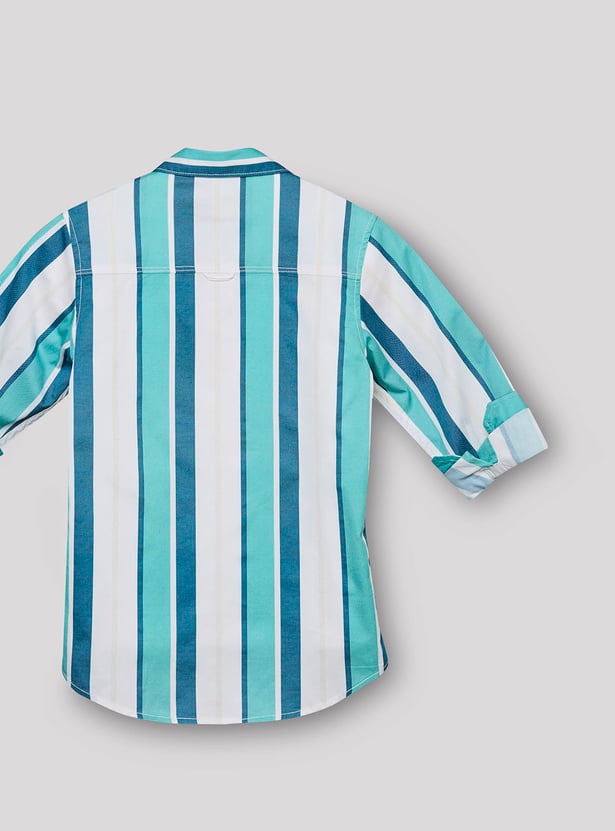 RUFF KIDS Boys Striped Shirt with Printed T-shirt