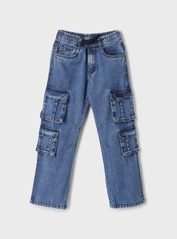 RUFF KIDS Boys Washed Straight Fit Cargo Jeans