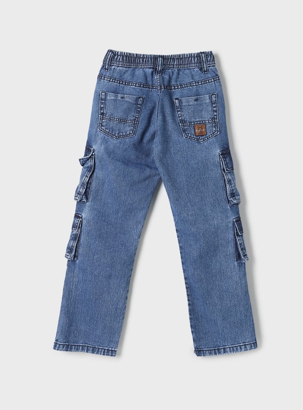 RUFF KIDS Boys Washed Straight Fit Cargo Jeans