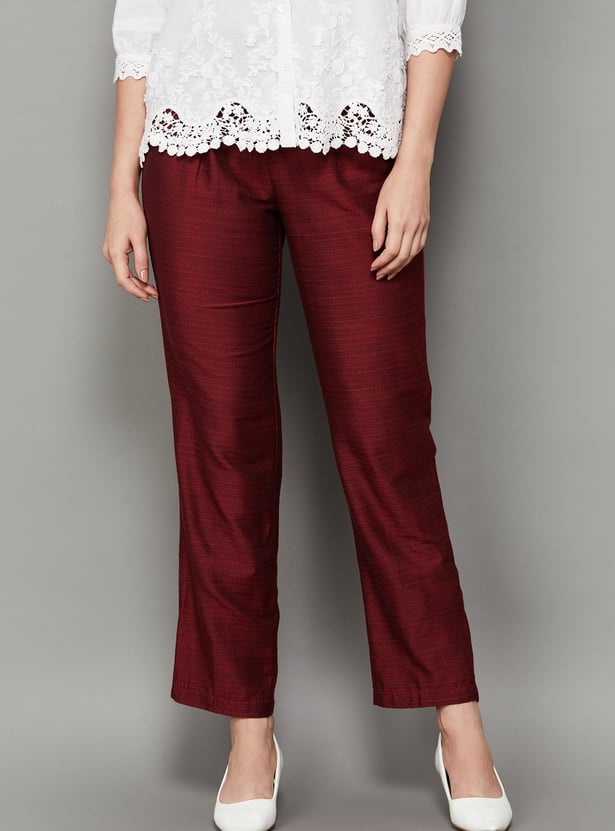SPAN Woven Design Straight Pants