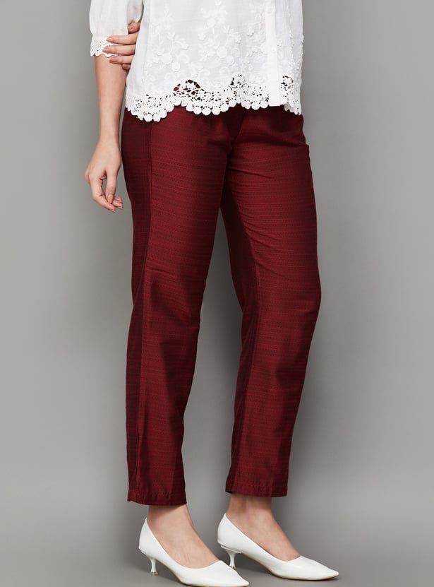 SPAN Woven Design Straight Pants