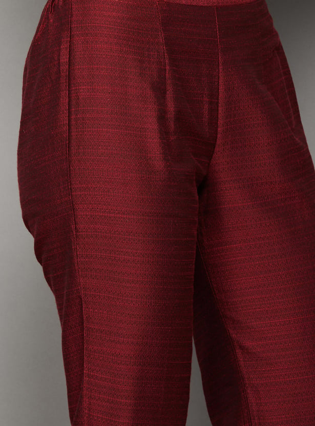 SPAN Woven Design Straight Pants