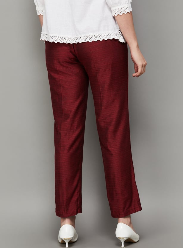 SPAN Woven Design Straight Pants