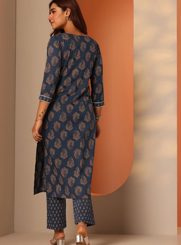 LIBAS Motif Print Straight Kurta Set