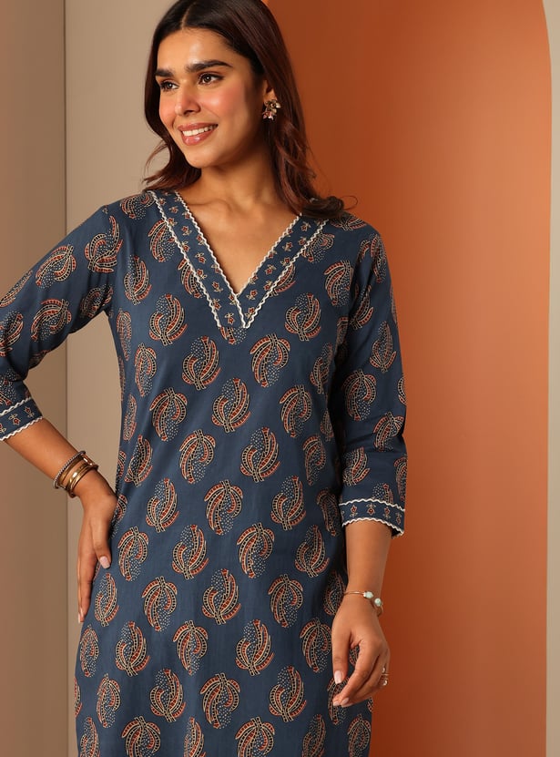 LIBAS Motif Print Straight Kurta Set