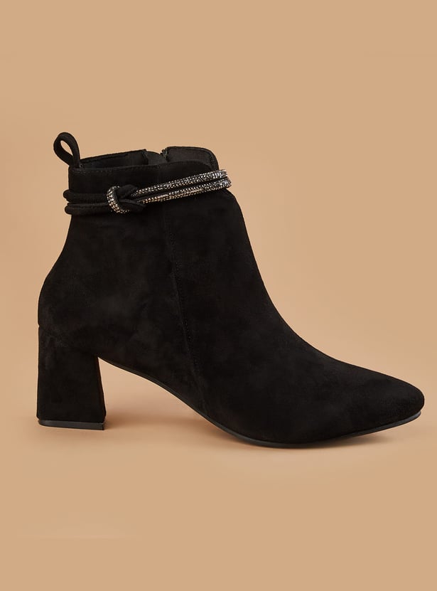 GINGER Embellished Block-Heel Ankle Boots