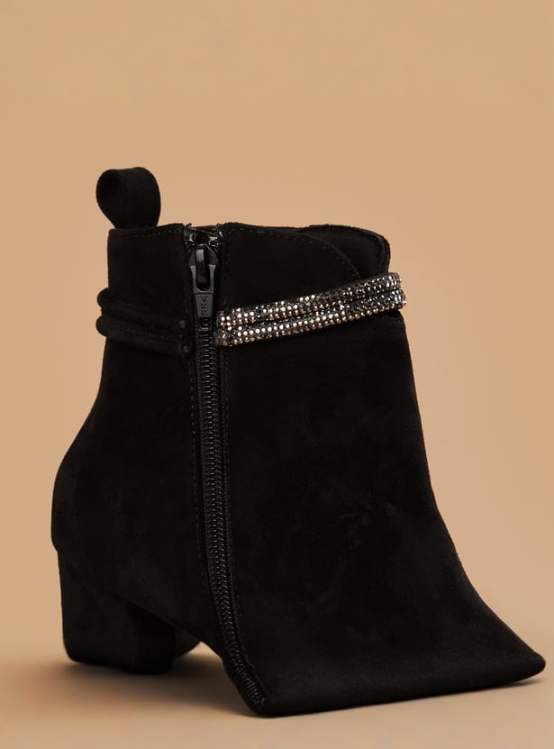 GINGER Embellished Block-Heel Ankle Boots