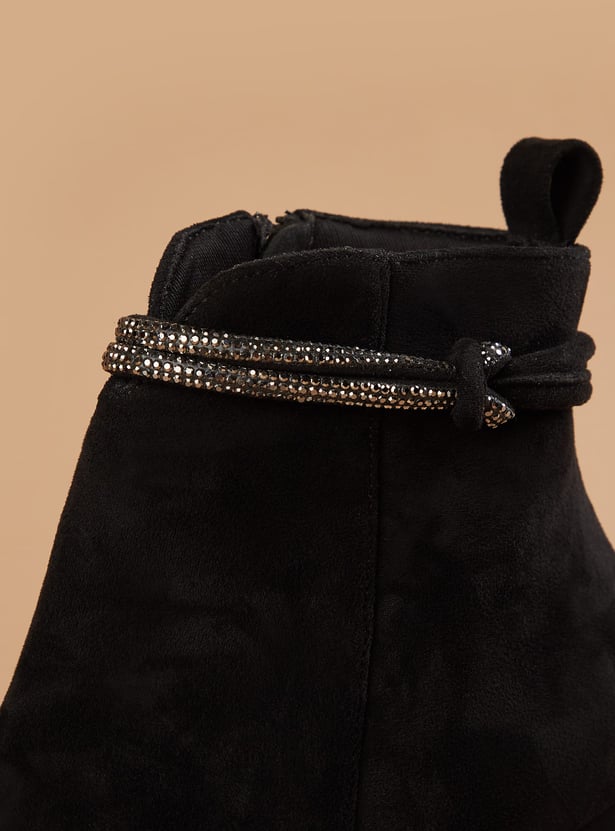GINGER Embellished Block-Heel Ankle Boots