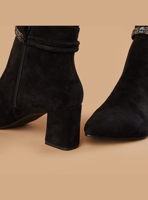 GINGER Embellished Block-Heel Ankle Boots