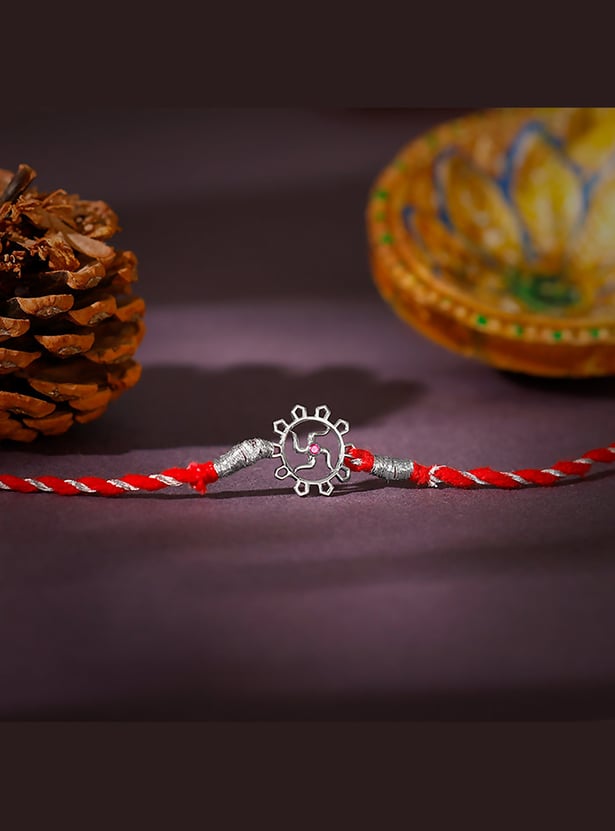 GIVA Sterling Silver Swastik Bloom Rakhi