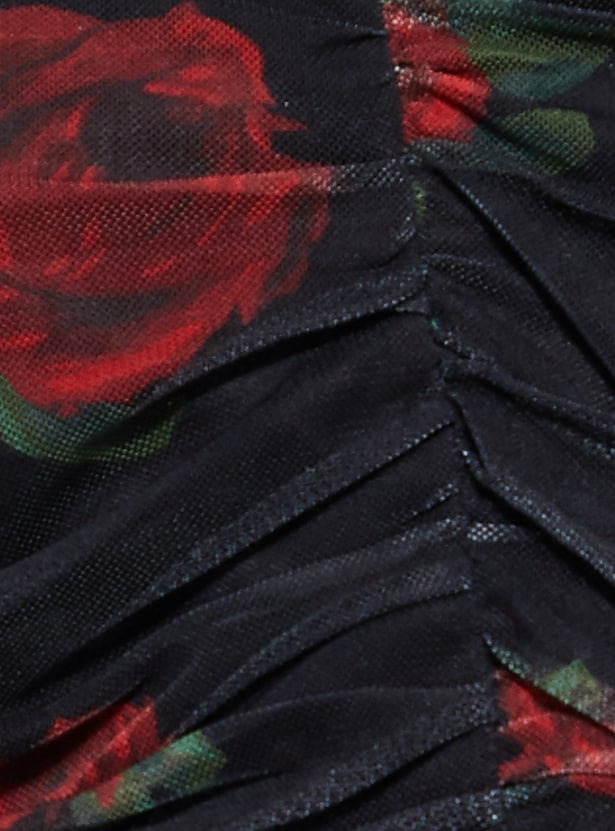 GINGER Floral Print Ruched Top