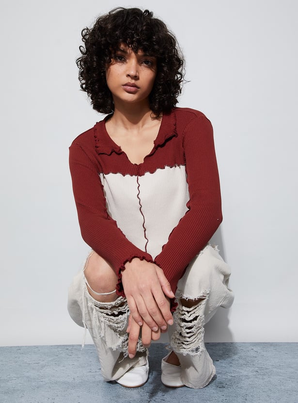 GINGER Colourblocked Crop Top