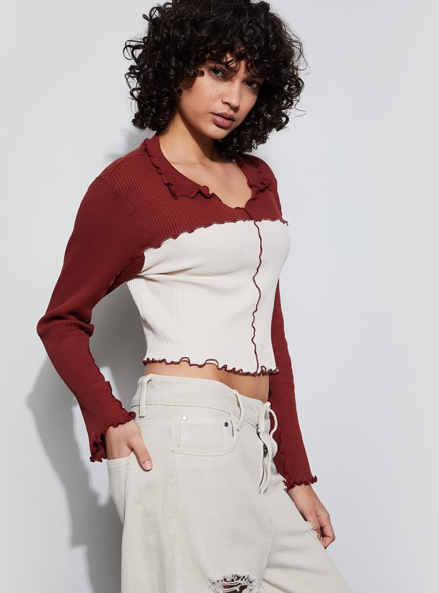 GINGER Colourblocked Crop Top