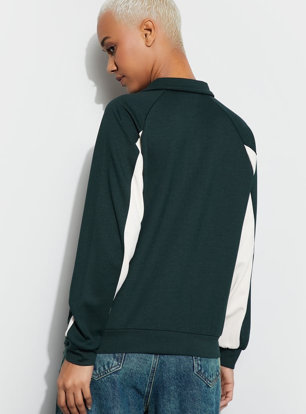 GINGER Graphic Print Quarter Zip Sweatshirt