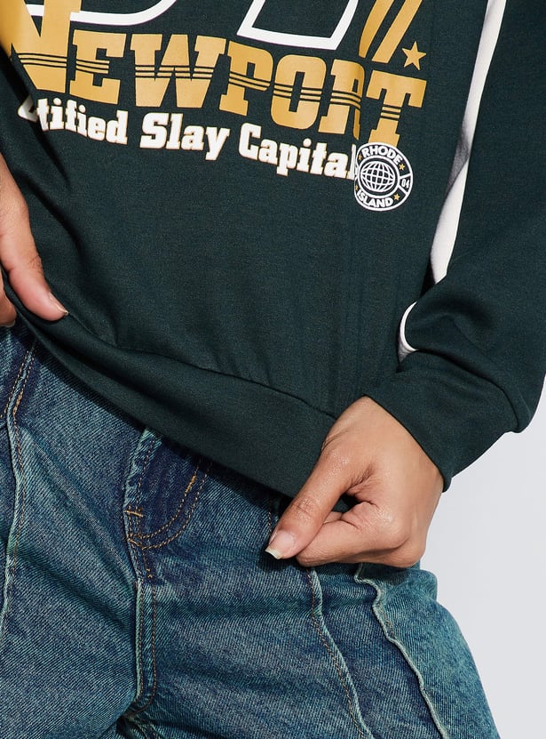 GINGER Graphic Print Quarter Zip Sweatshirt