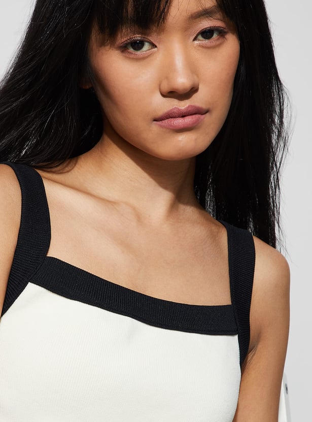 GINGER Knit Crop Top with Contrast Trim