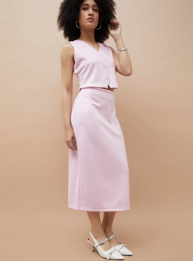 GINGER Solid Midi Skirt