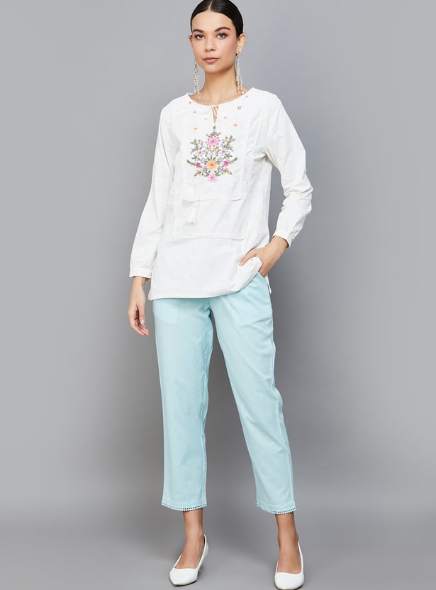 W Textured Straight Pants