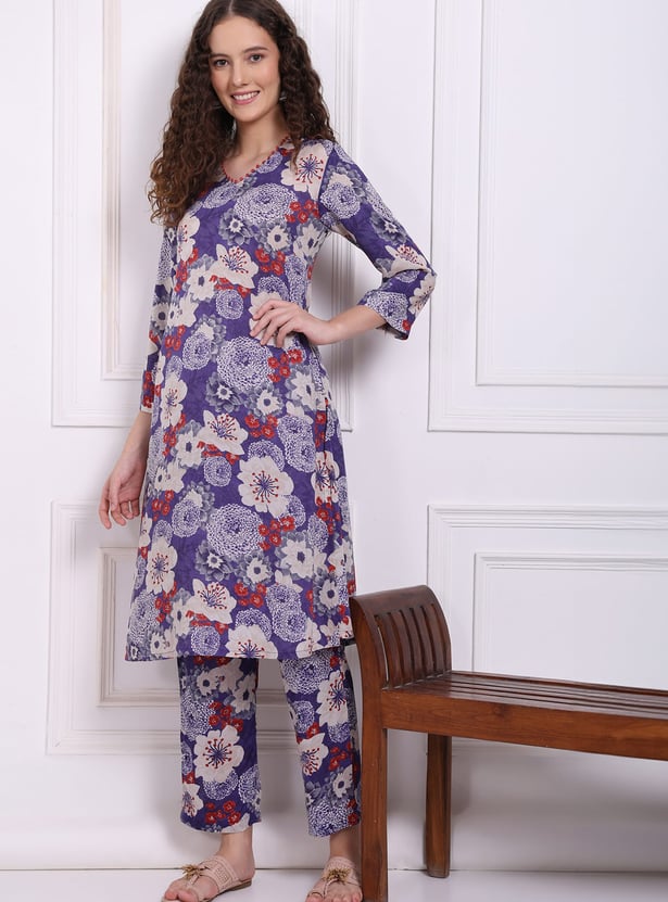 W Floral Print Straight Kurta Set