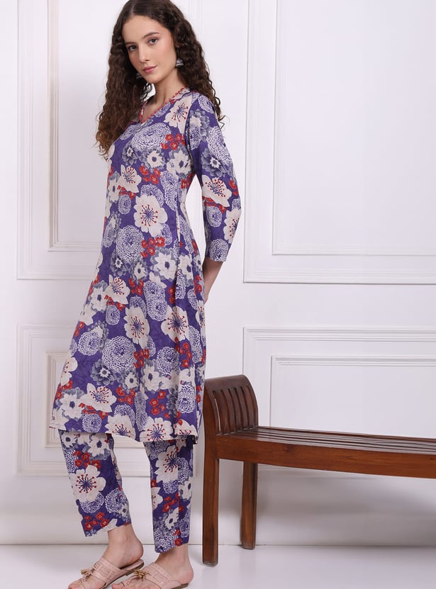 W Floral Print Straight Kurta Set