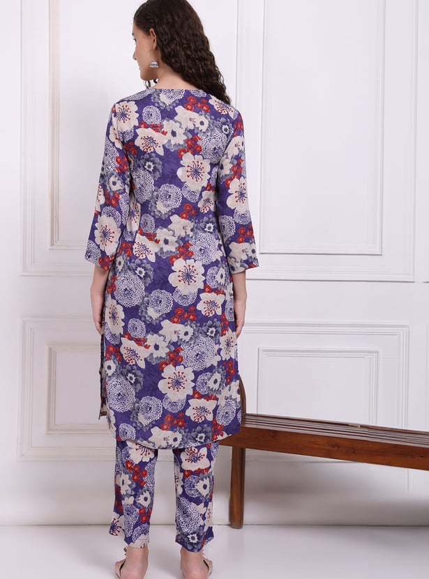W Floral Print Straight Kurta Set