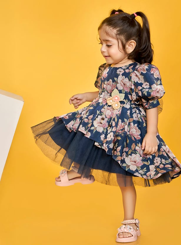 PEPPERMINT Girls Floral Print Layered Dress