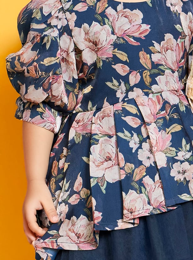 PEPPERMINT Girls Floral Print Layered Dress