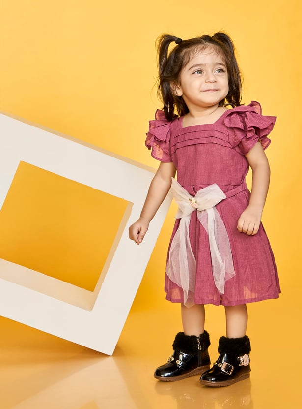 PEPPERMINT Girls Bow Applique Dress