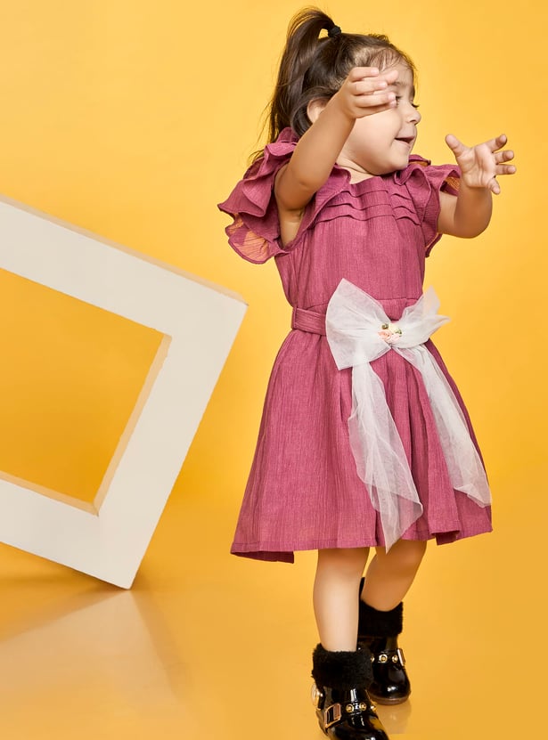 PEPPERMINT Girls Bow Applique Dress