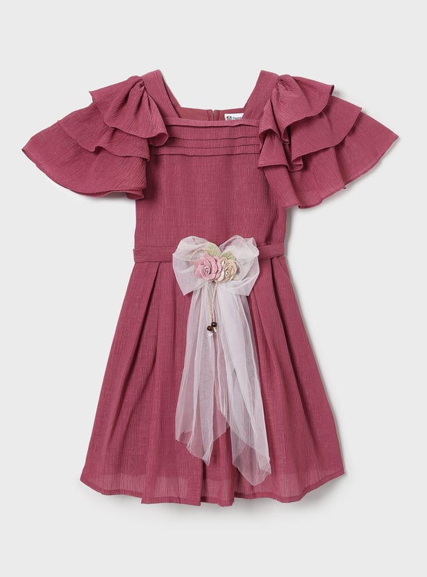 PEPPERMINT Girls Bow Detail Fit and Flare Dress