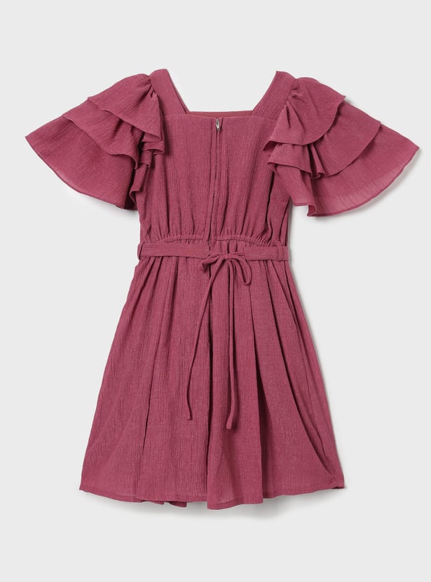 PEPPERMINT Girls Bow Detail Fit and Flare Dress