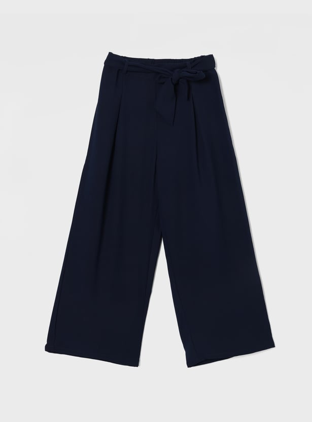 PEPPERMINT Girls Solid Wide Leg Trousers