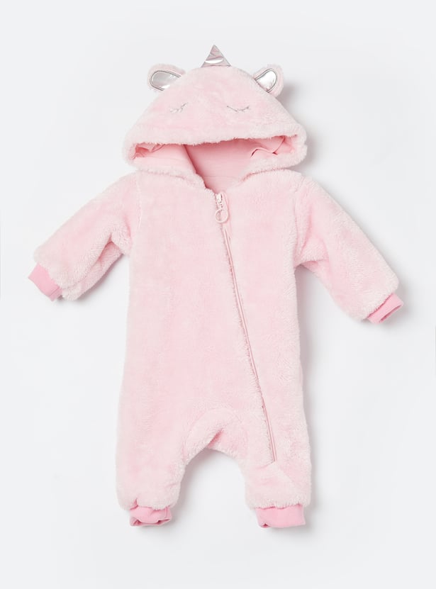 JUNIOR BABY Girls Fur-Textured Sleepsuit